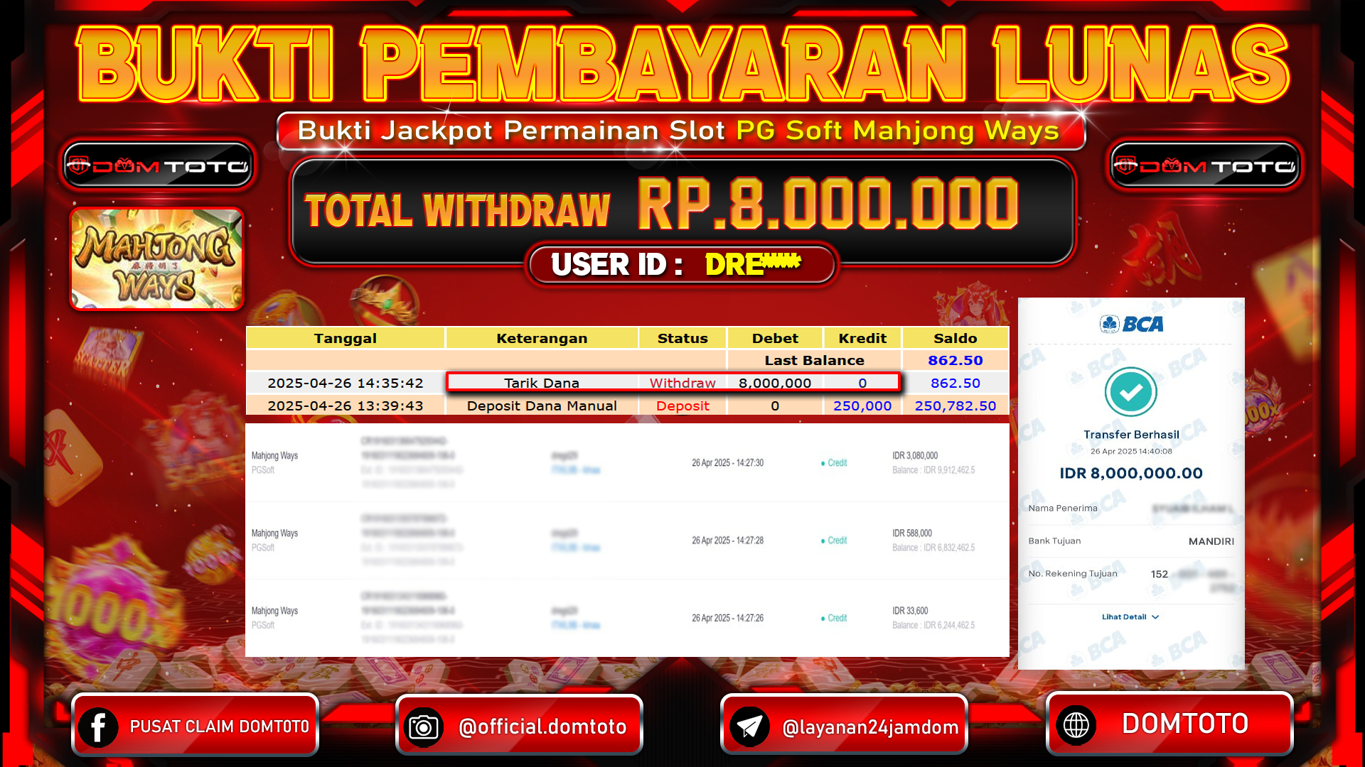 JACKPOT SLOT MAHJONG WAYS 2 26  APRIL 2025